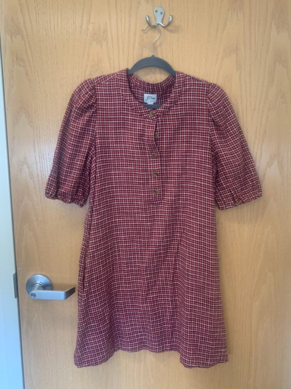 J.Crew Red Gingham Mini Dress Size S Plaid 90s Preppy Cottagecore - Picture 2 of 6